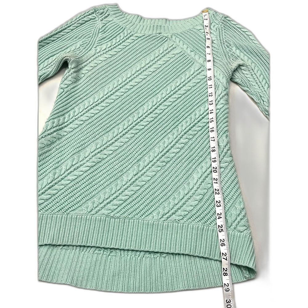 New York & Company Women’s Mint Green Cable Knit 3/4 Sleeve Sweater Medium - Picture 5 of 16